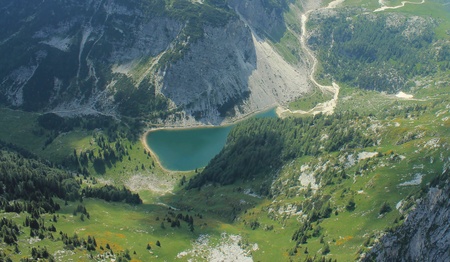Lake Krn landscape, Julian Alps, Sloveniaの写真素材