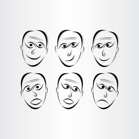 men faces emotions symbols abstract design elementsのイラスト素材
