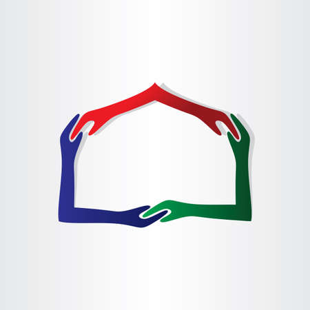 human hands house friendship real estate iconのイラスト素材
