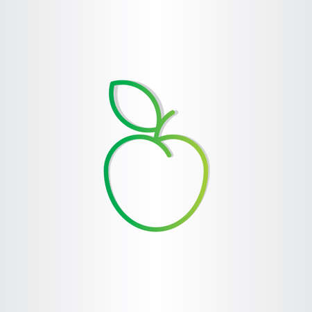 green apple with leaf icon design elementのイラスト素材