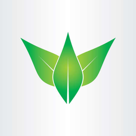 green leaves eco emblem concept icon designのイラスト素材