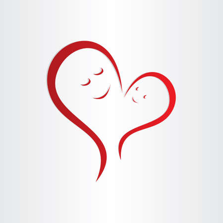 mothers love icon mother and baby heart shape connectionのイラスト素材