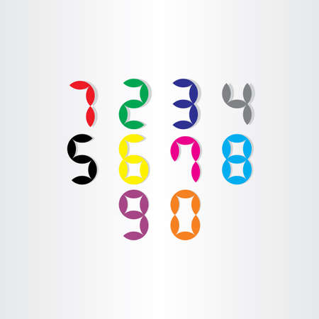 color digital stylized numbers from 0 to 9のイラスト素材