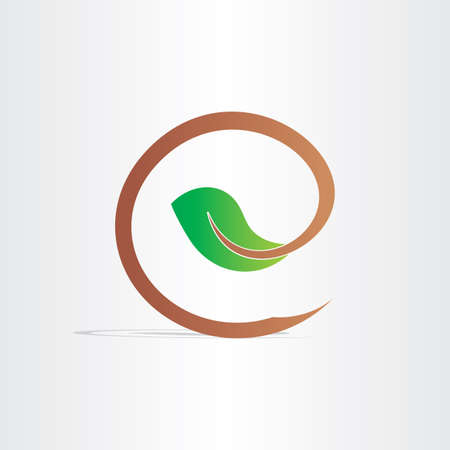 letter e eco branch with leaf symbol designのイラスト素材