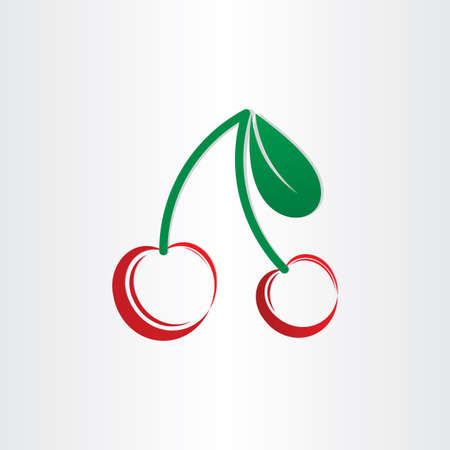 stylized cherries symbol with leafs designの写真素材