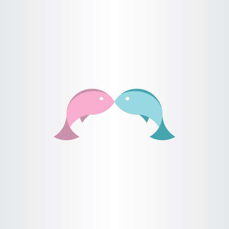 fish in love kissing abstract iconの写真素材
