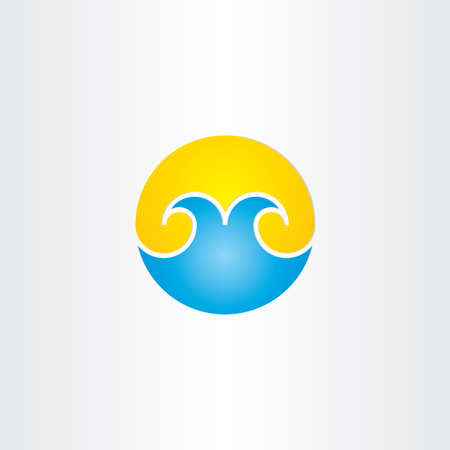water waves with sun summer icon designの写真素材