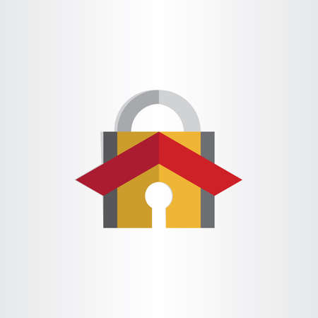 padlock with house roof security lock symbol designの写真素材