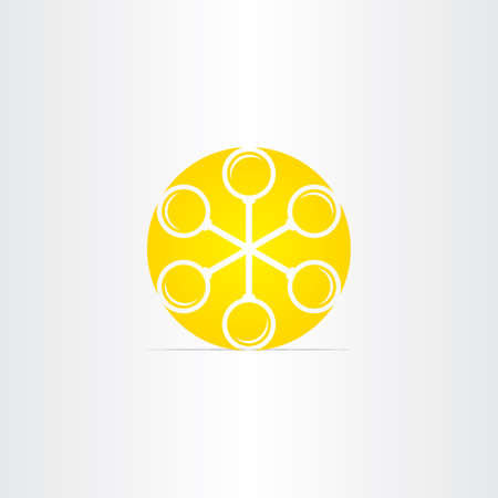 magnifiers in circle yellow sun icon designの写真素材