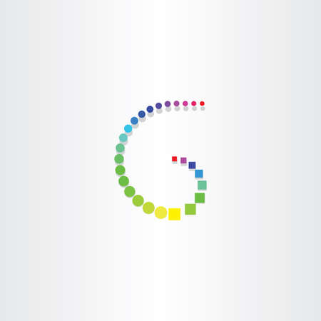 letter g with color circles and squares designのイラスト素材