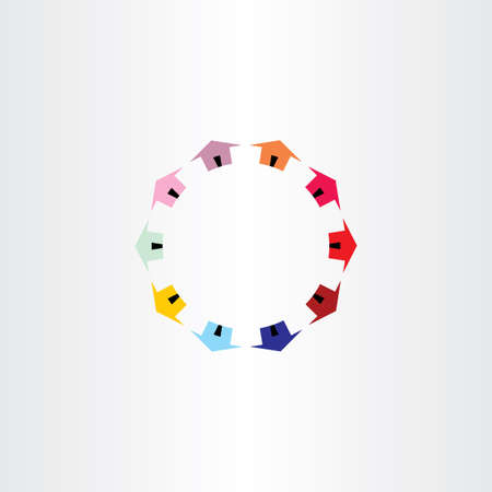 colorfull houses circle vector logotype designのイラスト素材