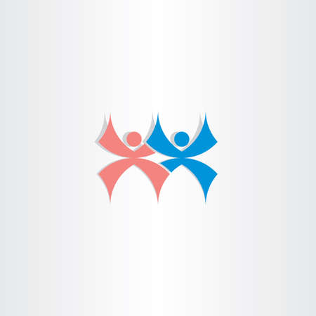people dancing blue and red icon designのイラスト素材