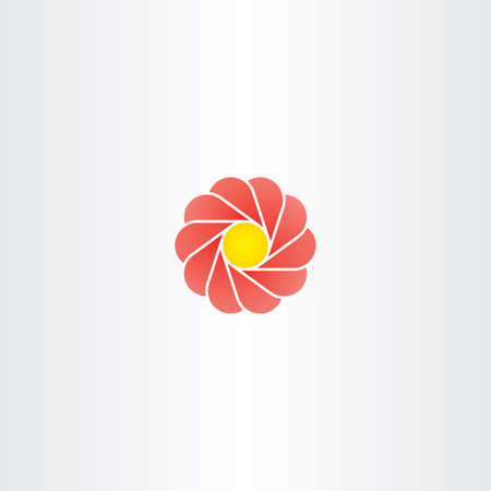 yellow red flower circle vector sign iconのイラスト素材