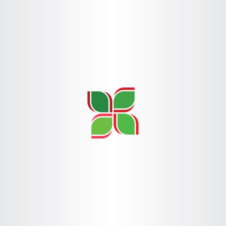 red green four leaf abstract vector icon symbolのイラスト素材