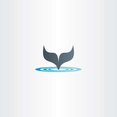 water wave and whale fish tail vector labelのイラスト素材