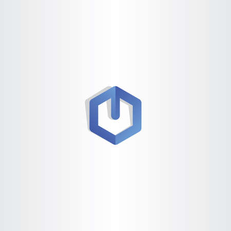 blue letter u hexagon vector brandのイラスト素材