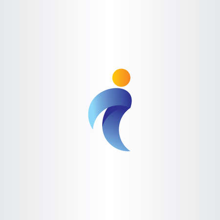 letter i man icon orange blue logo logotype symbol designのイラスト素材