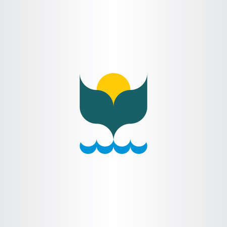 whale tail ocean sun vector summer icon designのイラスト素材