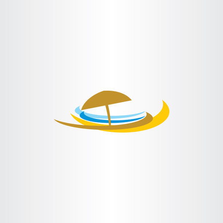 beach icon logo tourism sea umbrella vector symbolのイラスト素材