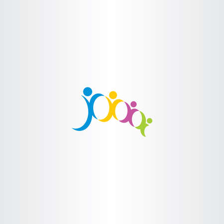 children playing icon logo vector kidsのイラスト素材