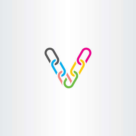 colorful v letter v chain link vector logo icon symbolのイラスト素材