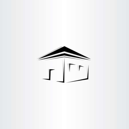 black perspective house icon vector designのイラスト素材