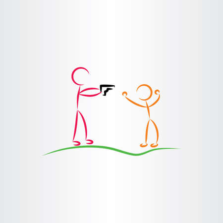 man pointing gun killer vector iconのイラスト素材
