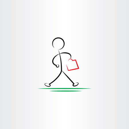 business man hurry walking vector icon black designのイラスト素材