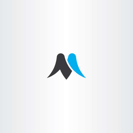 m letter black cyan icon vector symbol fontのイラスト素材
