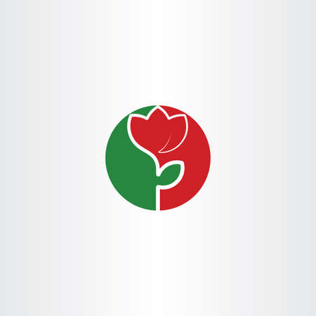 circle flower green red icon logoのイラスト素材