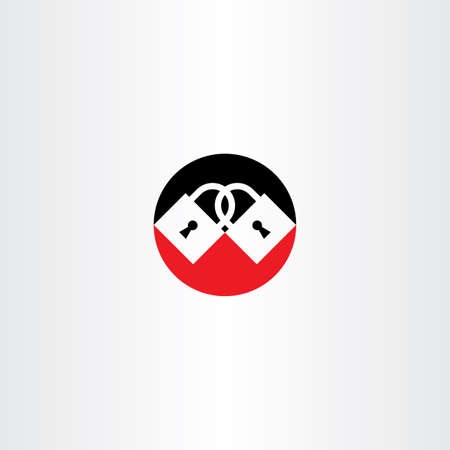 red black lock icon vector design elementのイラスト素材