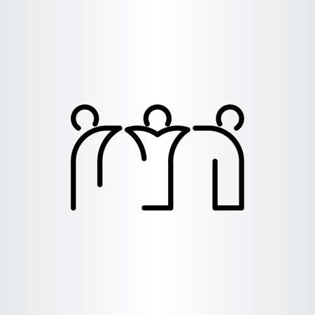 people friends black line icon designのイラスト素材