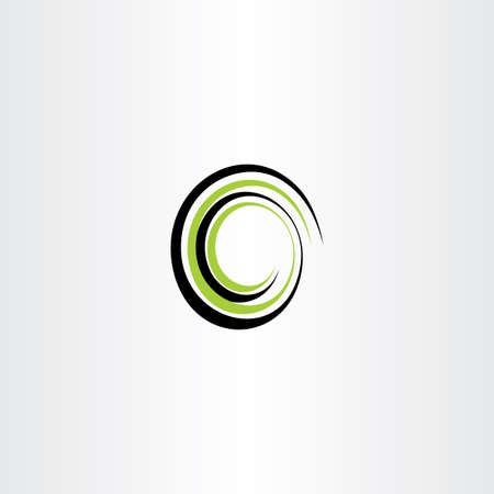Logo letter o green black spiral vector wave designのイラスト素材