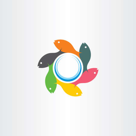 Fish swimming in circle logo signのイラスト素材