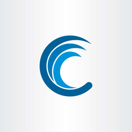 C letter logo water wave blue iconのイラスト素材
