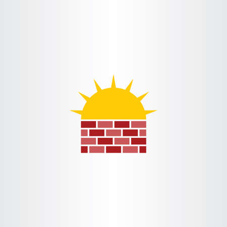 Brick wall and sun vector iconのイラスト素材
