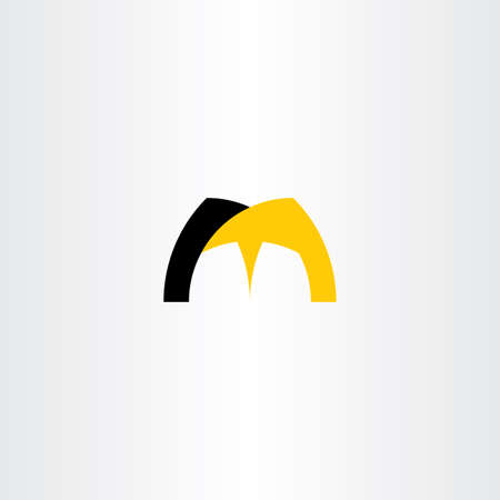 Logotype letter M icon black yellow symbolのイラスト素材