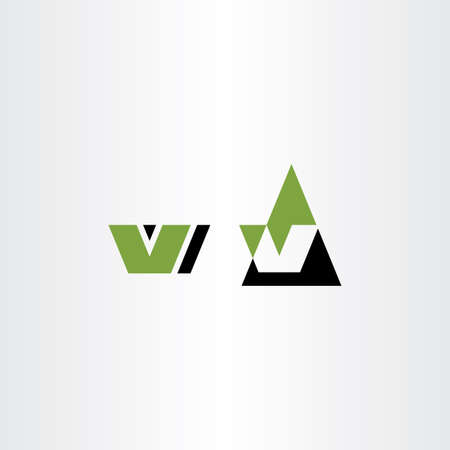 V letter green black logo symbolのイラスト素材