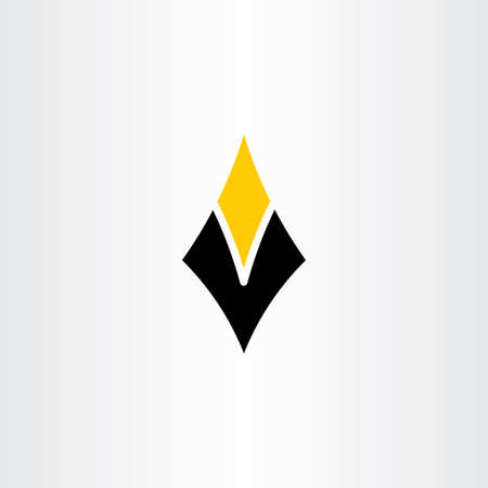 v letter black yellow icon symbol designのイラスト素材