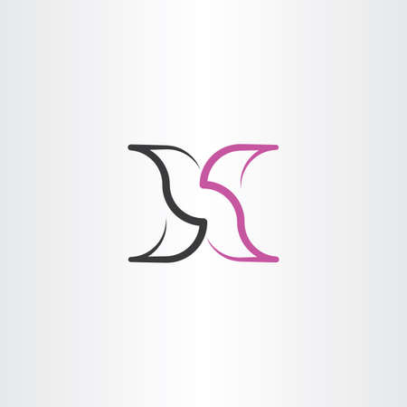 x letter black purple vector iconのイラスト素材