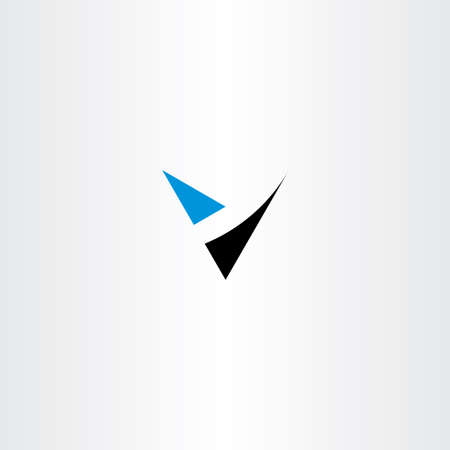 v letter blue black icon element signのイラスト素材