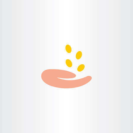 money falling in hand collecting coins iconのイラスト素材