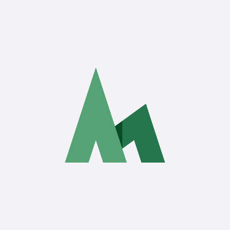 geometric mountain letter m green icon symbolのイラスト素材