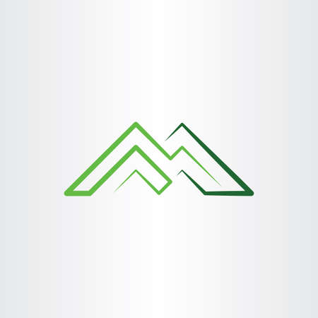m letter green icon mountain line symbol element designのイラスト素材