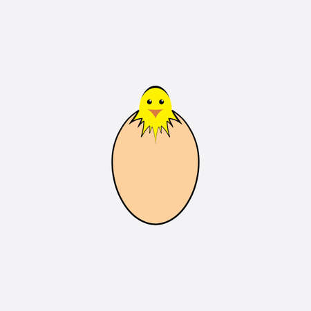 cracked egg with chick inside vector designのイラスト素材