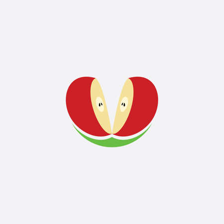 cutted apple illustration clip art icon designのイラスト素材