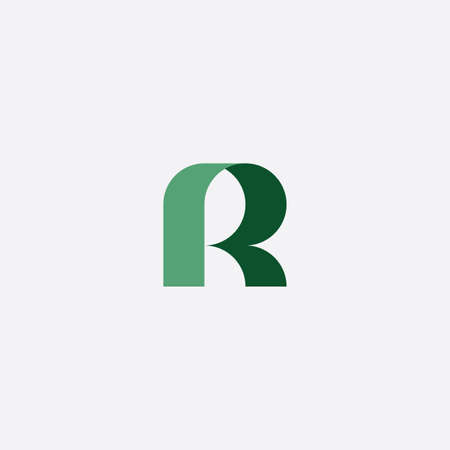 geometric green letter r iconのイラスト素材