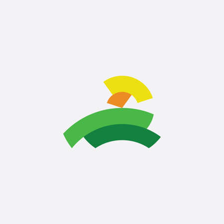green field and sun landscape designのイラスト素材
