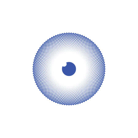 hypnotic blue halftone eyeball vector designのイラスト素材