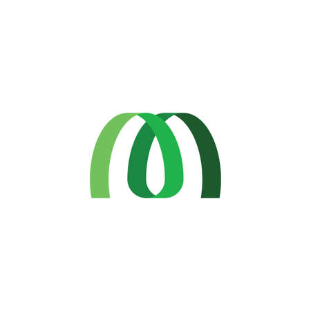 green eco letter m ribbon vector designのイラスト素材